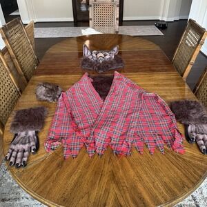 Werewolf Wolfman Brown Adult Costume Mask Shirt Hands